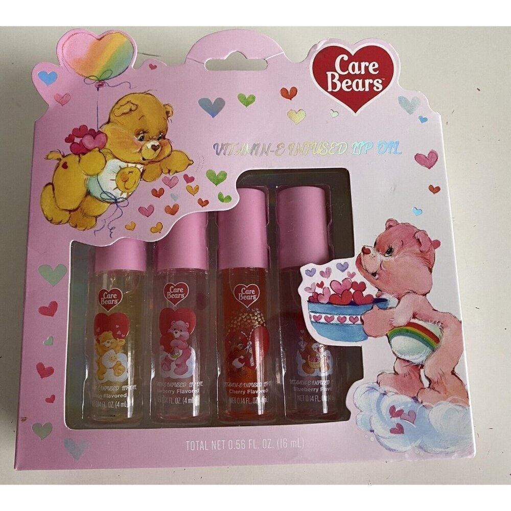 Set‎ Of 4 Taste Beauty CARE BEARS Vitamin E Infused Flavored Lip Oil Valentines